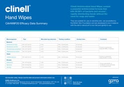 Efficacy Data Summary Sheet - Hand Wipes 8 Pack